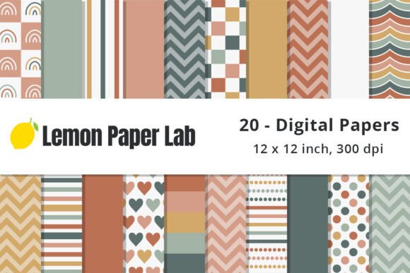 Download Fun Muted Boho Digital Scrapbook Paper - Scrapbook paper Collection